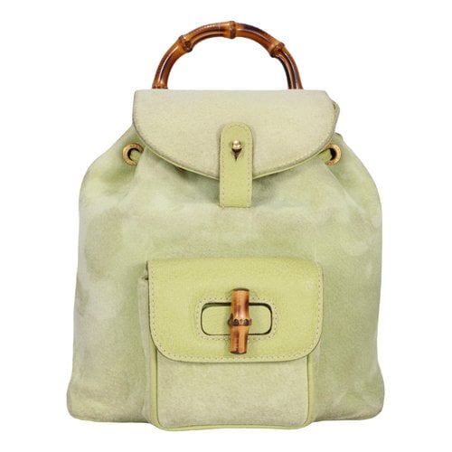 Pre-owned Gucci Bamboo Backpack In Green