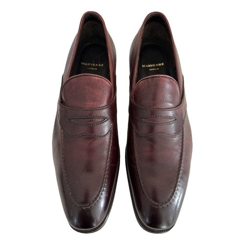 Pre-owned Max Verre Leather Lace Ups In Burgundy