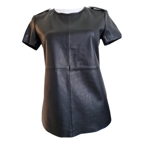 Pre-owned Ikks Leather T-shirt In Black