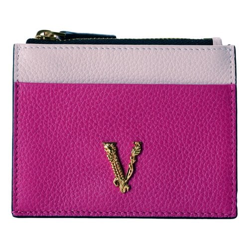 Pre-owned Versace Leather Card Wallet In Multicolour