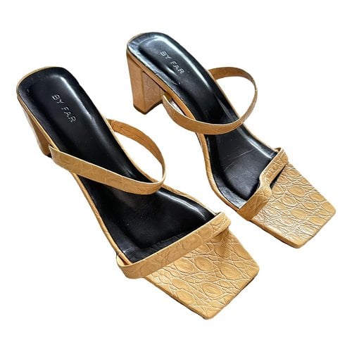 Pre-owned By Far Leather Sandal In Camel