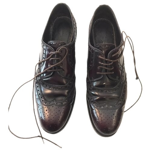 Pre-owned Valentino Garavani Leather Lace Ups In Burgundy