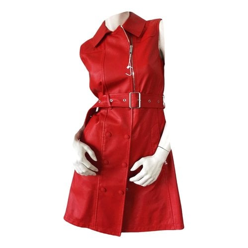 Pre-owned Max Mara Leather Mini Dress In Red