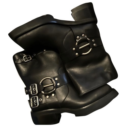 Pre-owned Jeffrey Campbell Leather Biker Boots In Black