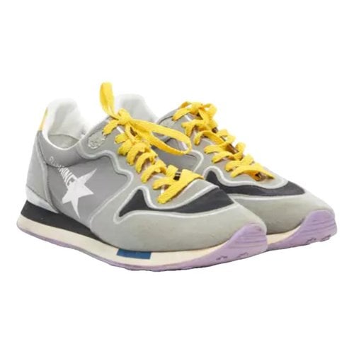 Pre-owned Golden Goose Running Leather Trainers In Grey