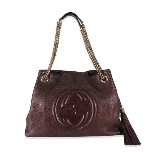 Pre-owned Gucci Leather Handbag In Metallic