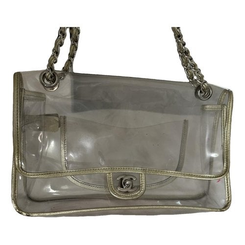 Pre-owned Chanel Trendy Cc Flap Vinyl Handbag In Silver