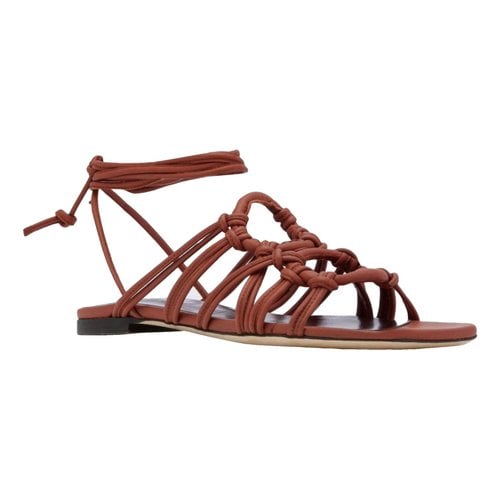Pre-owned Staud Leather Sandal In Brown