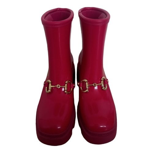 Pre-owned Gucci Wellington Boots In Pink