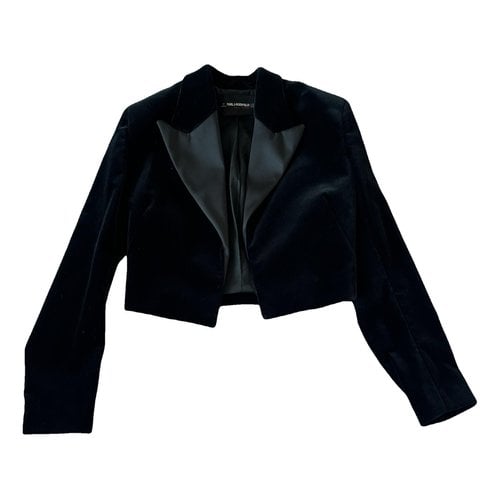 Pre-owned Karl Lagerfeld Velvet Short Vest In Black