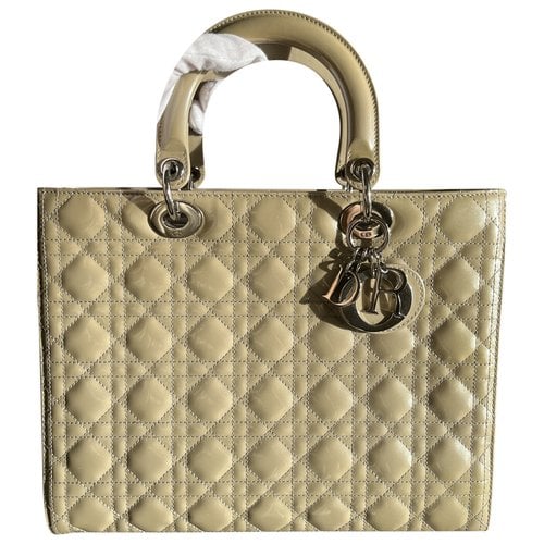 Pre-owned Dior Patent Leather Handbag In Beige
