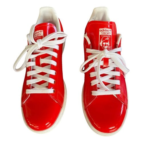 Pre-owned Adidas Originals Stan Smith Patent Leather Trainers In Red