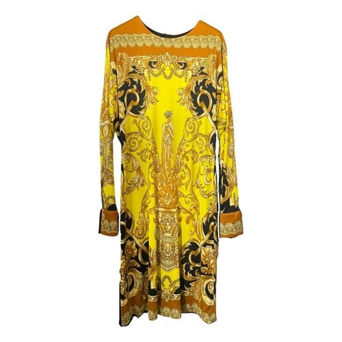 Pre-owned Versace Silk Mid-length Dress In Yellow