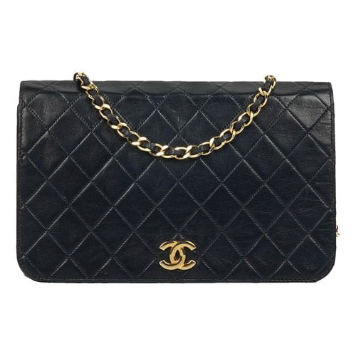 Pre-owned Chanel Timeless/classique Leather Handbag In Navy