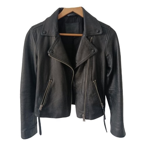 Pre-owned Allsaints Leather Biker Jacket In Black