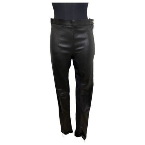 Pre-owned Louis Vuitton Leather Trousers In Black