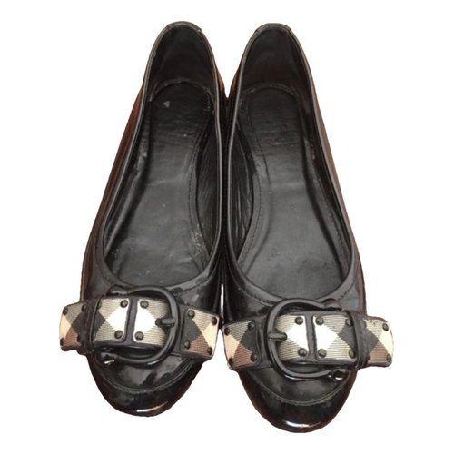 Pre-owned Burberry Leather Ballet Flats In Black
