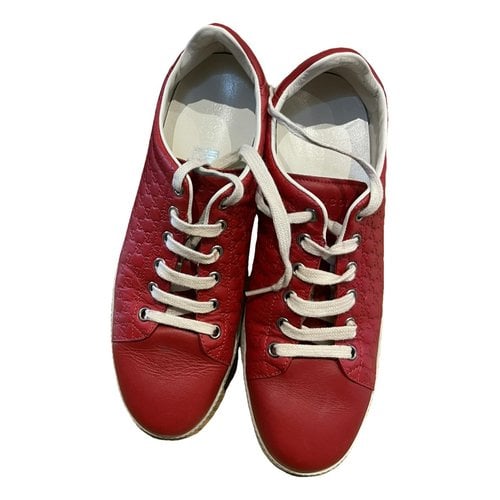 Pre-owned Gucci Leather Trainers In Red