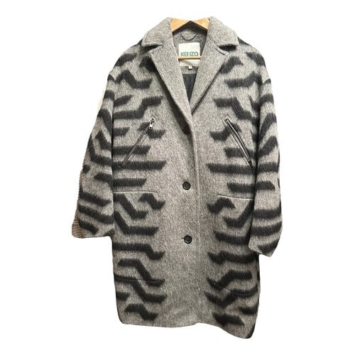 Pre-owned Kenzo Tiger Wool Coat In Grey