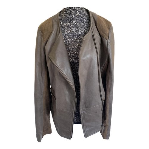 Pre-owned Ikks Leather Blazer In Brown