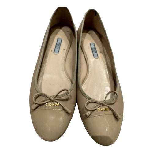 Pre-owned Prada Patent Leather Ballet Flats In Pink