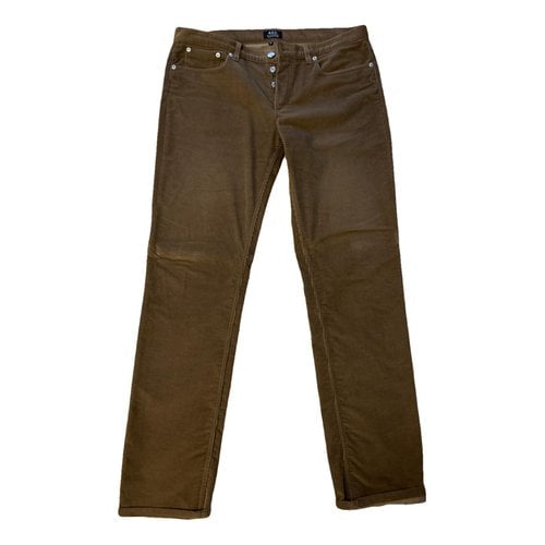Pre-owned Apc Trousers In Camel