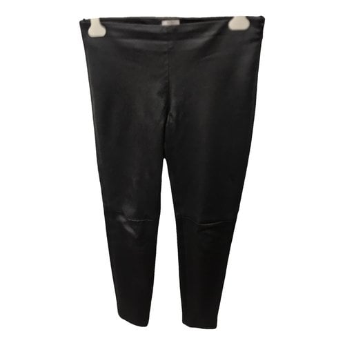 Pre-owned Miu Miu Leather Straight Pants In Black