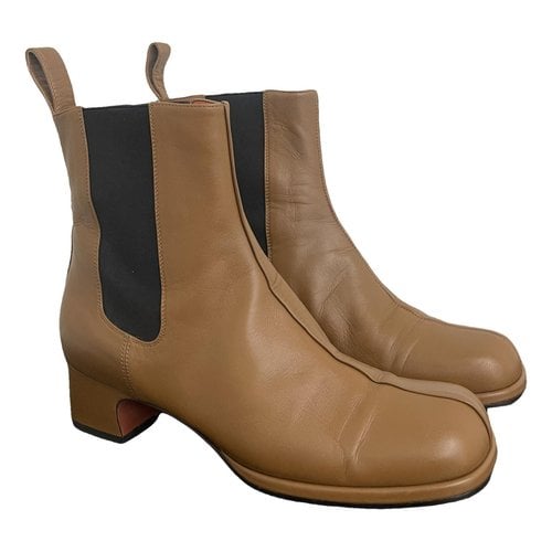 Pre-owned Manu Atelier Leather Ankle Boots In Brown