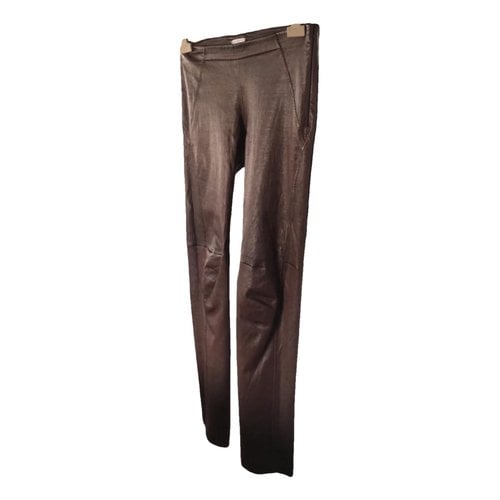 Pre-owned Brunello Cucinelli Leather Slim Pants In Brown