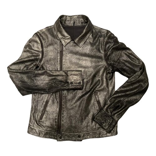 Pre-owned Karl Lagerfeld Leather Biker Jacket In Silver