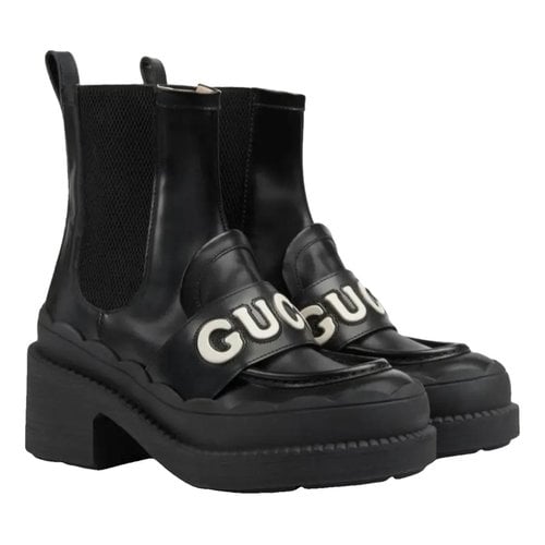 Pre-owned Gucci Leather Ankle Boots In Black