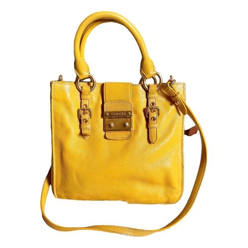 Pre-owned Miu Miu Madras Leather Crossbody Bag In Yellow
