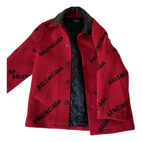 Pre-owned Balenciaga Cashmere Coat In Red