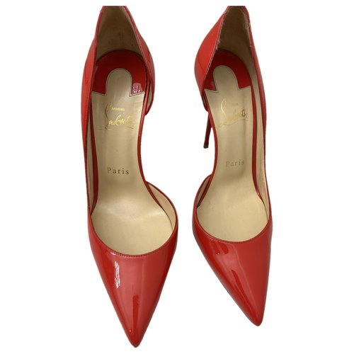 Pre-owned Christian Louboutin Iriza Patent Leather Heels In Orange