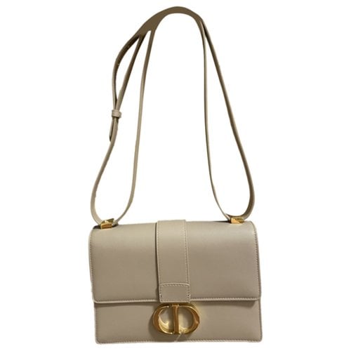 Pre-owned Dior 30 Montaigne Leather Handbag In Beige
