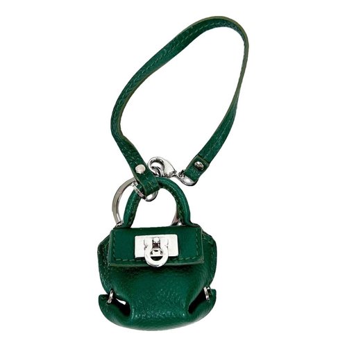 Pre-owned Ferragamo Leather Bag Charm In Green