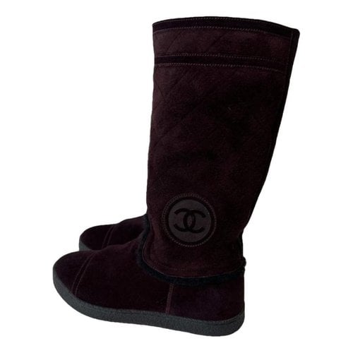 Pre-owned Chanel Snow Boots In Burgundy