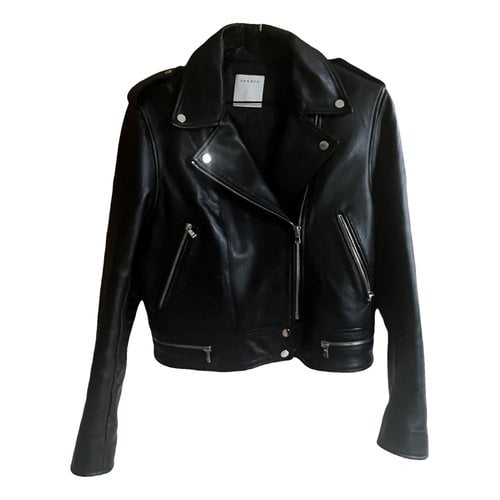 Pre-owned Sandro Leather Short Vest In Black