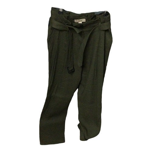 Pre-owned Burberry Linen Carot Pants In Khaki