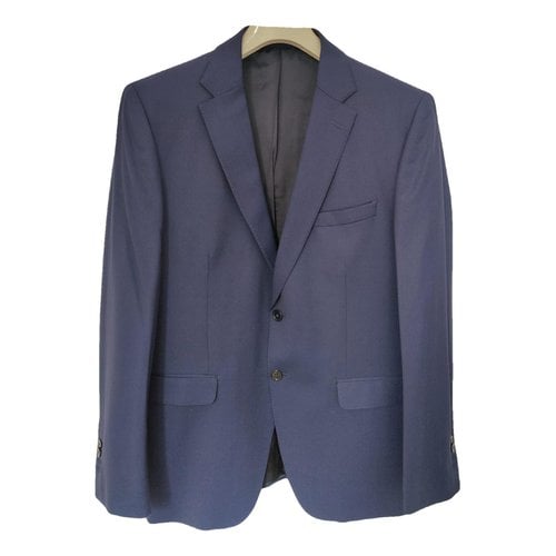 Pre-owned Massimo Dutti Wool Suit In Blue