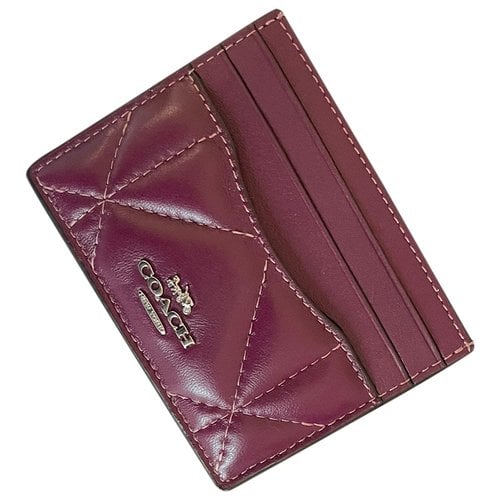 Pre-owned Coach Leather Card Wallet In Burgundy