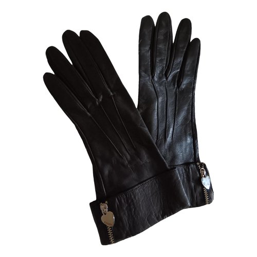 Pre-owned Moschino Leather Gloves In Black