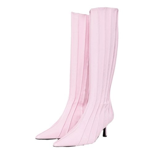 Pre-owned By Far Leather Boots In Pink