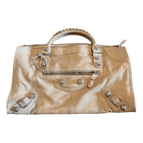 Pre-owned Balenciaga Work Leather Handbag In Beige
