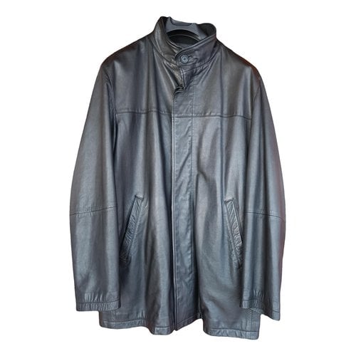 Pre-owned Burberry Leather Coat In Black