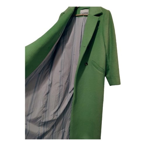 Pre-owned Ganni Coat In Green
