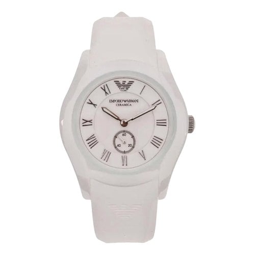Pre-owned Emporio Armani Ceramic Watch In White