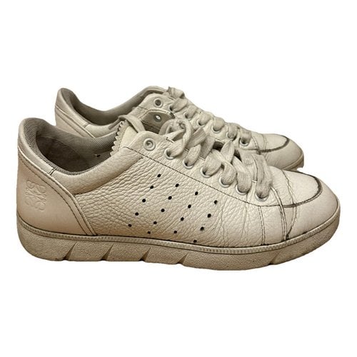 Pre-owned Loewe Leather Trainers In White