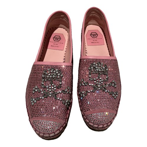 Pre-owned Philipp Plein Leather Flats In Pink