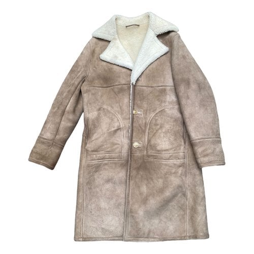 Pre-owned Maison Margiela Leather Coat In Beige